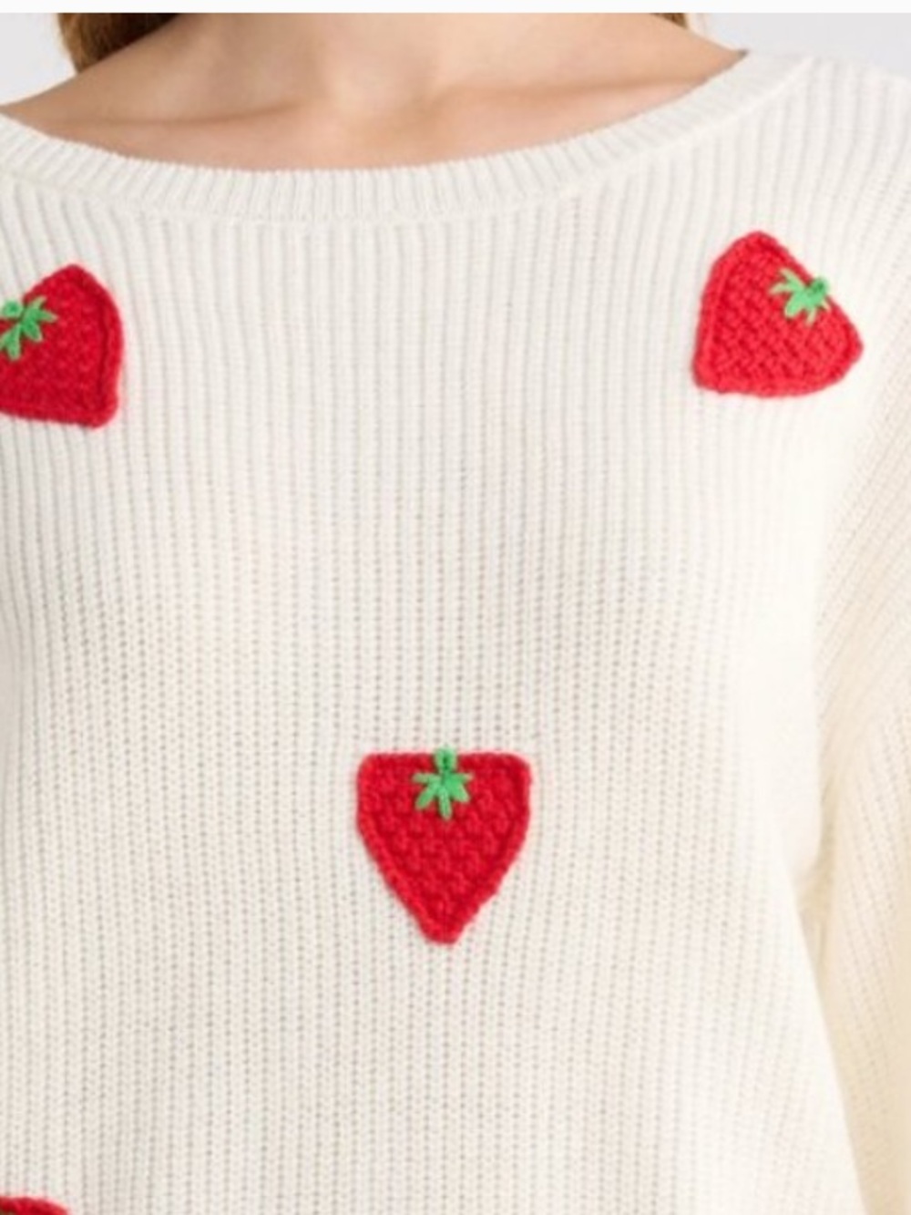 VIGOSS Strawberry Crewneck Sweater, Size L, NWT